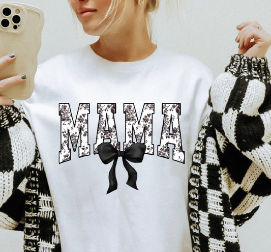 MAMA BLACK FLORAL BOW