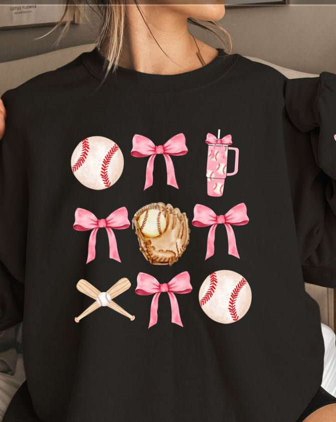 PINK BASEBALL BOWS