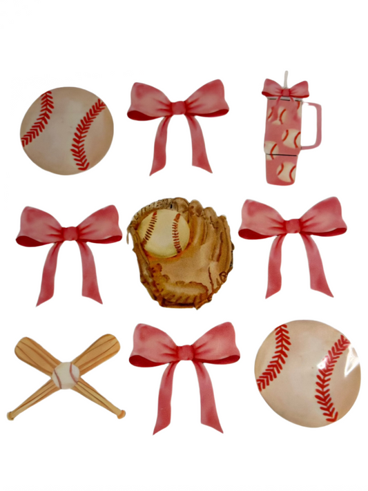 PINK BASEBALL BOWS